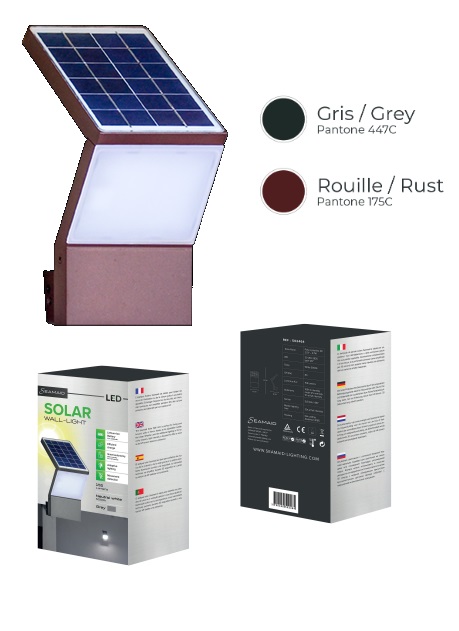 Applique Murale Solaire Gris Anthracite 170 Lm 3W Blanc 5000K