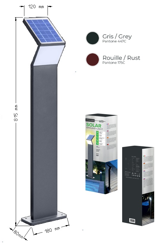 Borne Solaire Gris Anthracite 170 Lm 3W Blanc 5000K