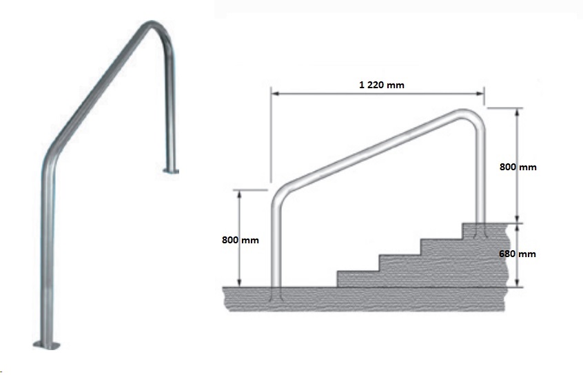 Rampe D'Escalier Avec Platine 1220 mm  L'Un