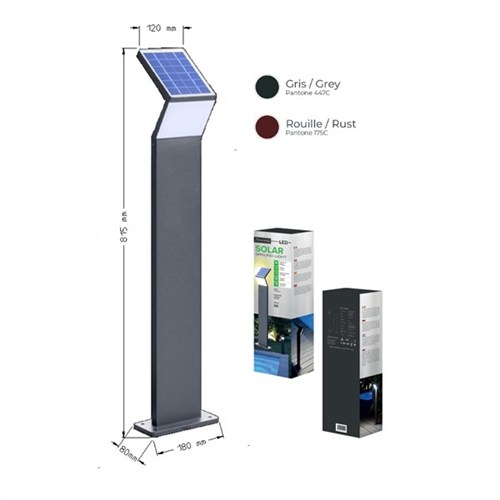 Borne Solaire Gris Anthracite 170 Lm 3W Blanc 5000K