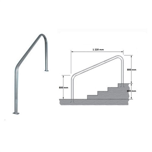 Rampe D'Escalier Avec Platine 1220 mm  L Un